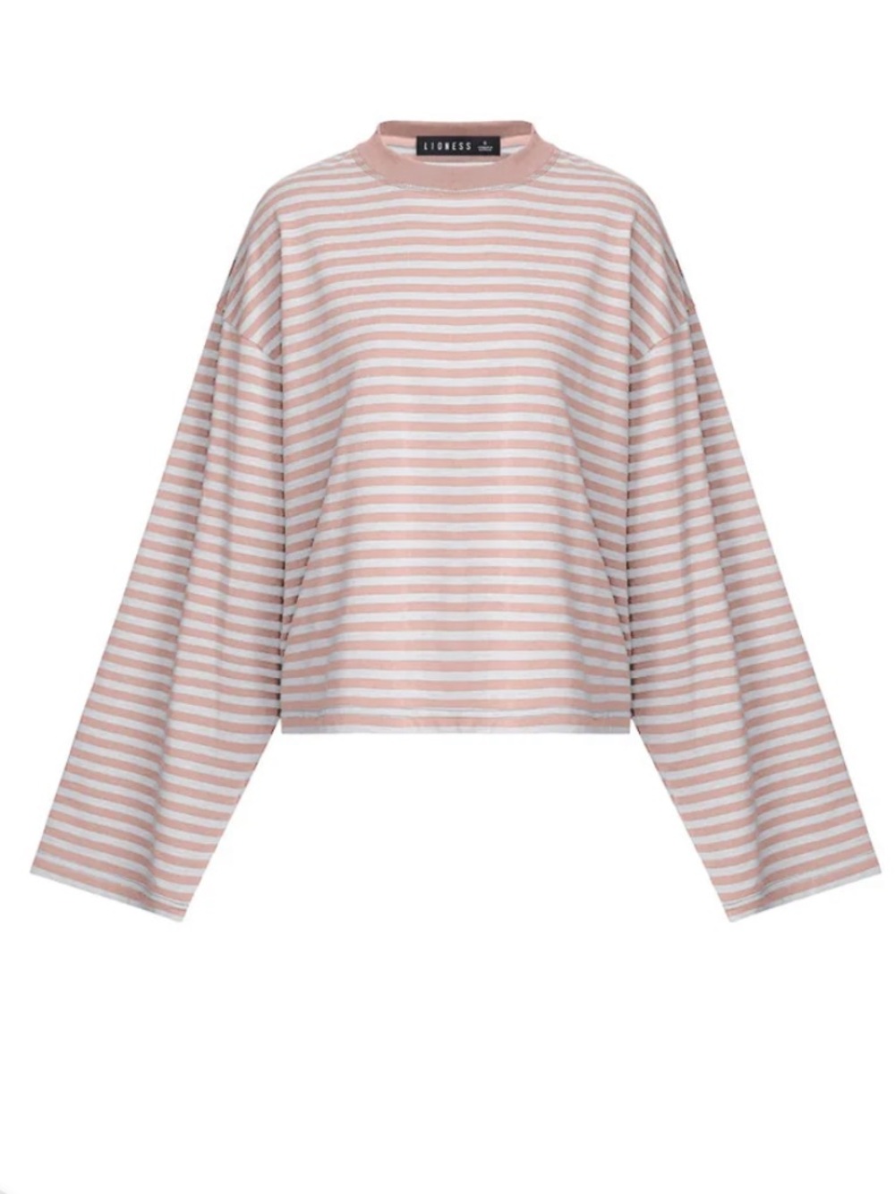 Lioness Bloom Long Sleeve Top in Muted Pastels Stripe Small Striped Pink Gray - Picture 2 of 6